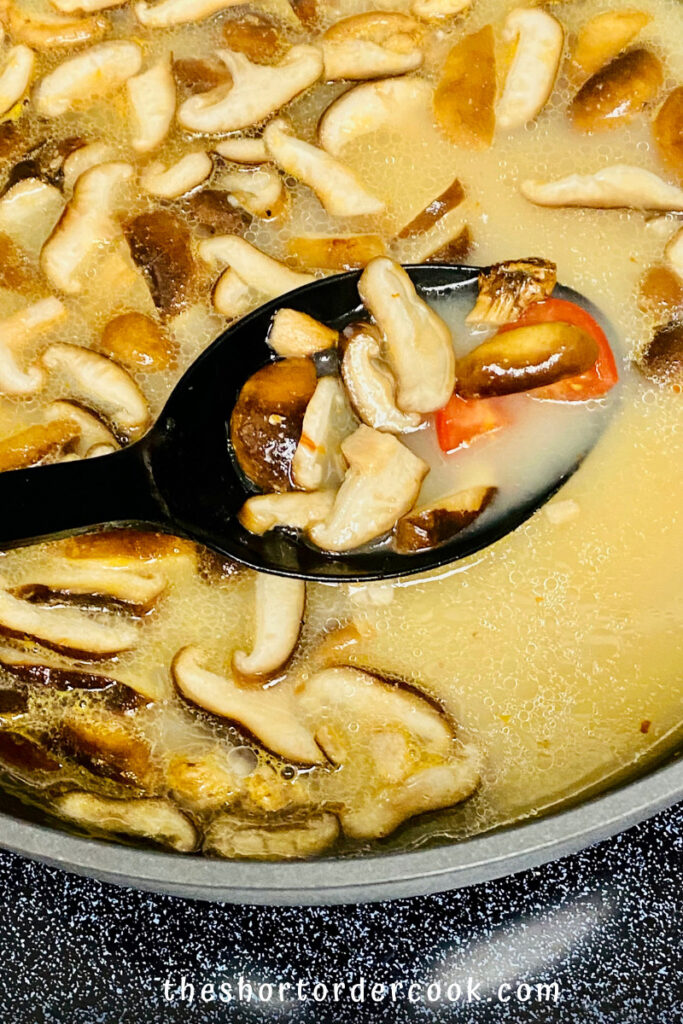 Tom Yum Soup with Noodles add mushrooms and tomatoes
