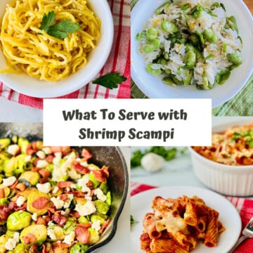What To Serve with Shrimp Scampi PN1 4 recipe images for fried spaghetti rice fava salad brussels sprouts and pasta al forno