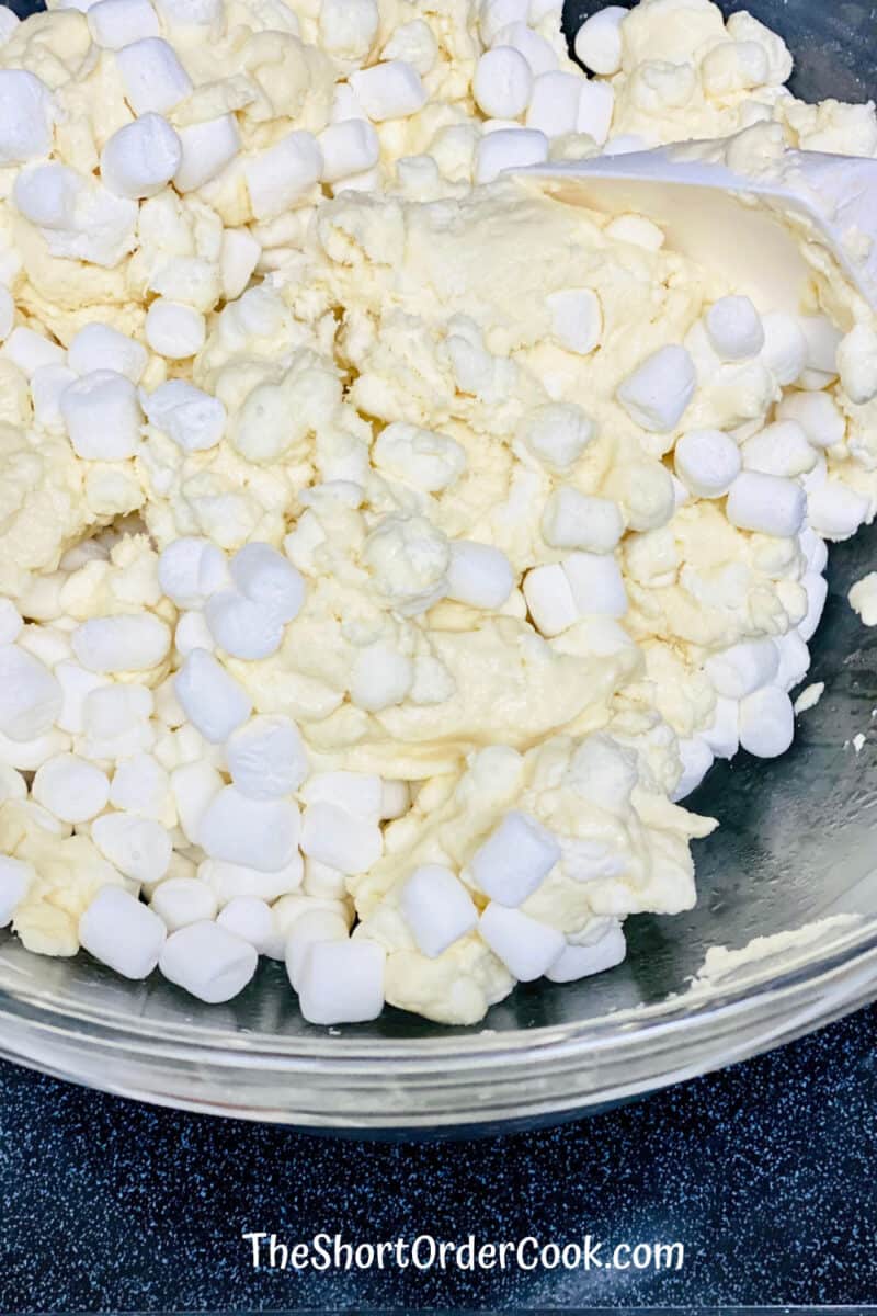 Gumdrop Nougat partially melted white chocolate and marshmallows in the double boiler