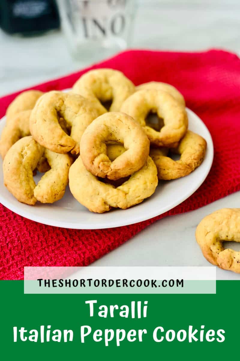 Taralli - Italian Pepper Cookies PIN plated with red napkin wine glass and bottle