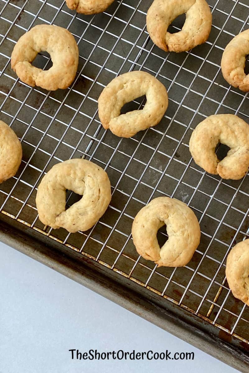 Taralli - Italian Pepper Cookies cooling on a baking rack