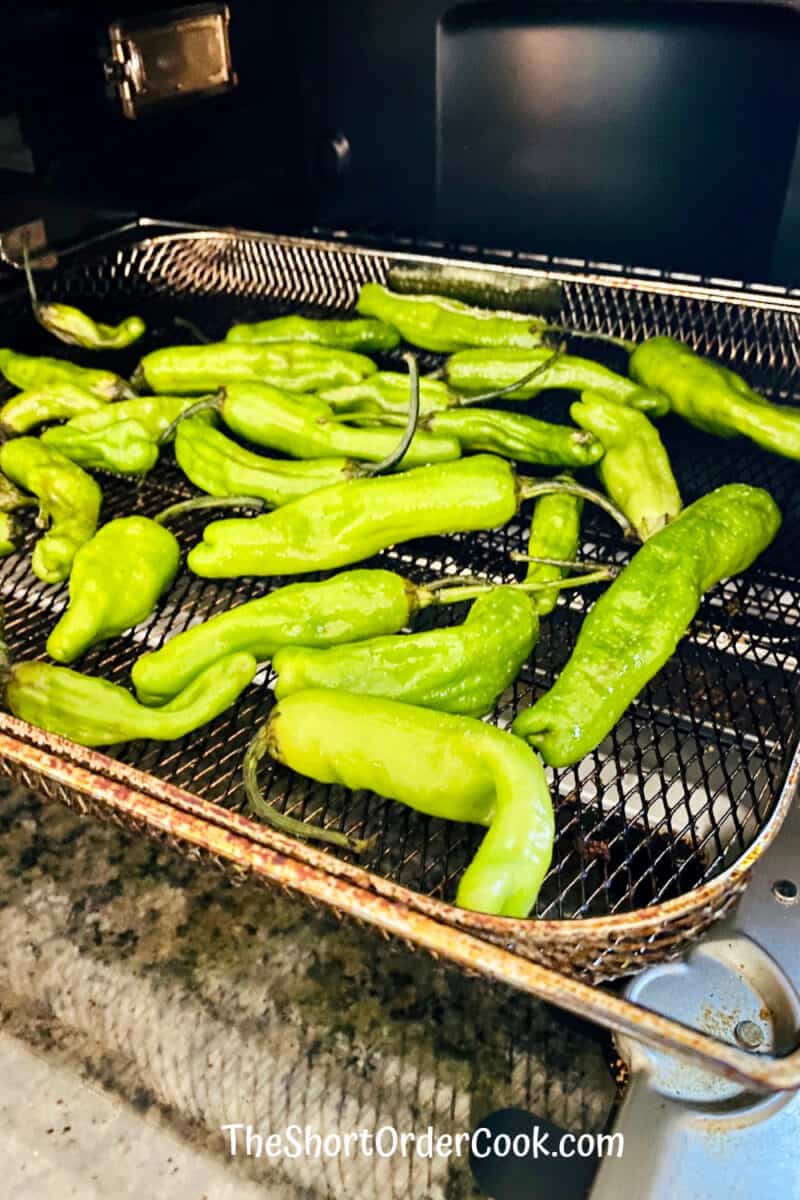 Shishito Peppers on the tray ready to cook