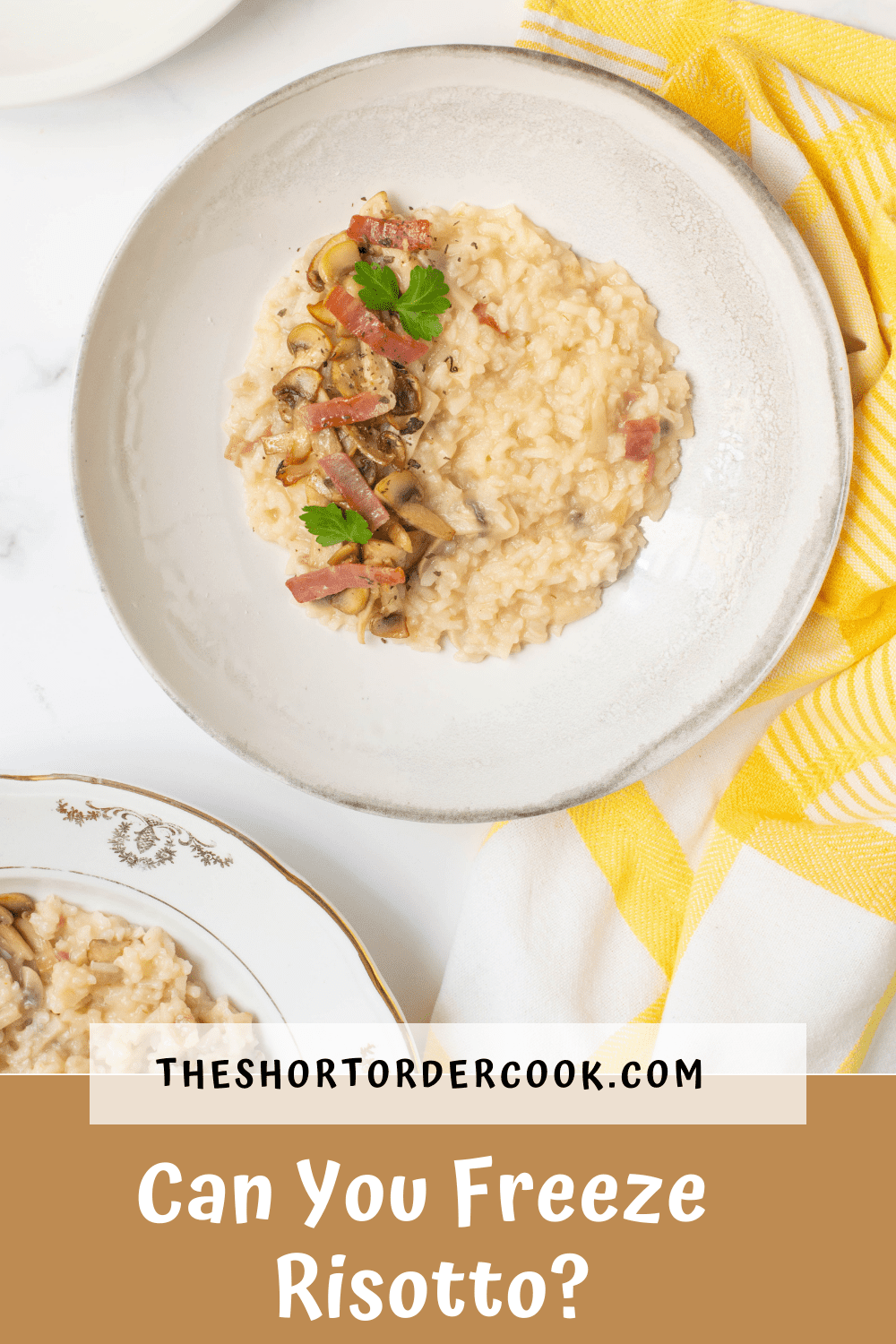 several bowls of creamy risotto ready to eat