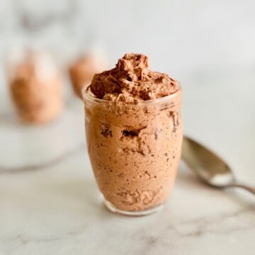 Easy Low-Carb Chocolate Mousse glass dessert cup filled ready to eat