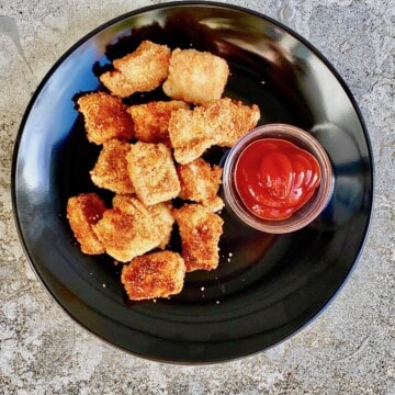 plated grain free gluten free keto chicken nuggets with ketchup