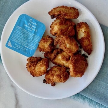 plated reheated chick fil a in the air fryer