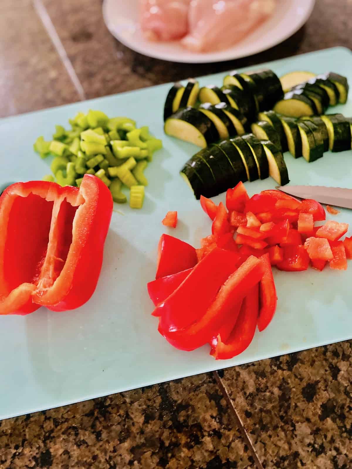 chopped veggies on the cutting board