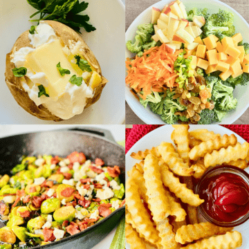 4 recipes to serve with brats french fries broccoli salad brussels sprouts and toaster oven baked potatoes