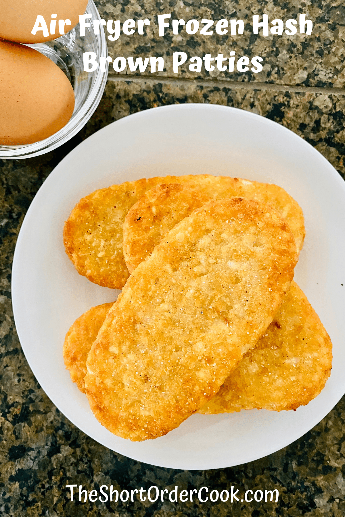 4 plated air fryer frozen hash brown patties ready to eat