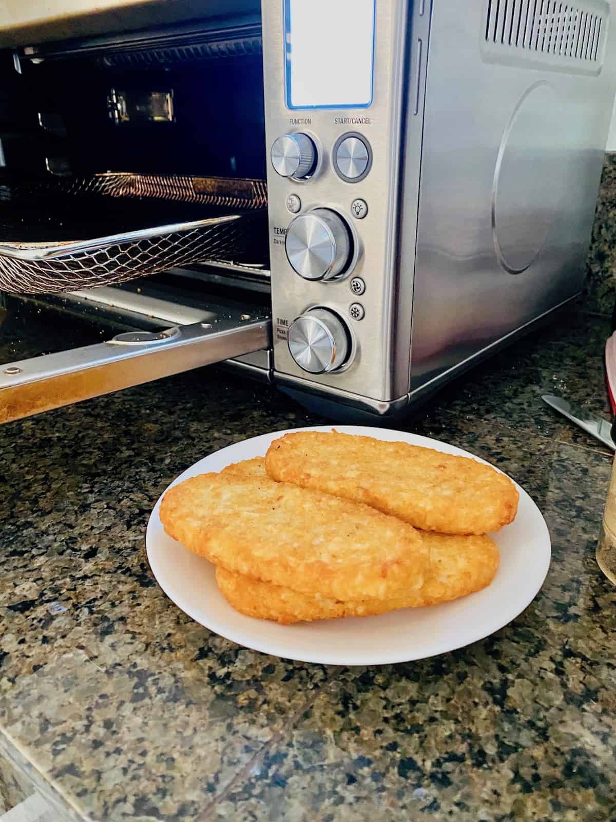  plated in front of the air fryer