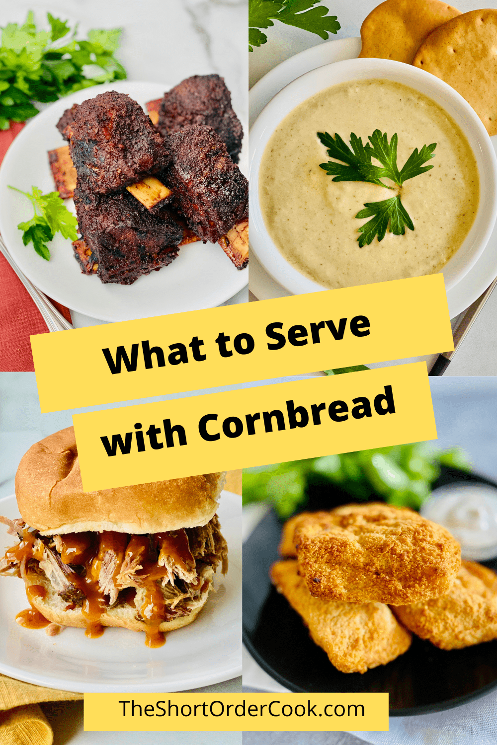 4 recipes images for what to serve with cornbread ribs, soup, pulled pork and fried fish