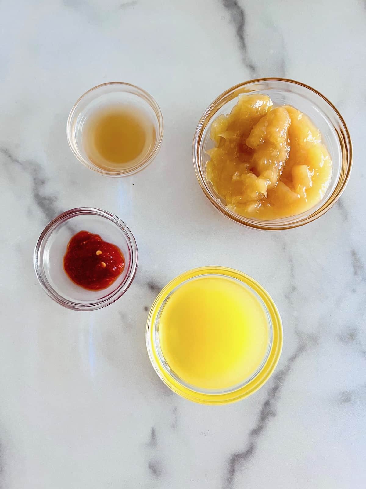 Pineapple Dipping Sauce for Coconut Shrimp Ingredients on a table.