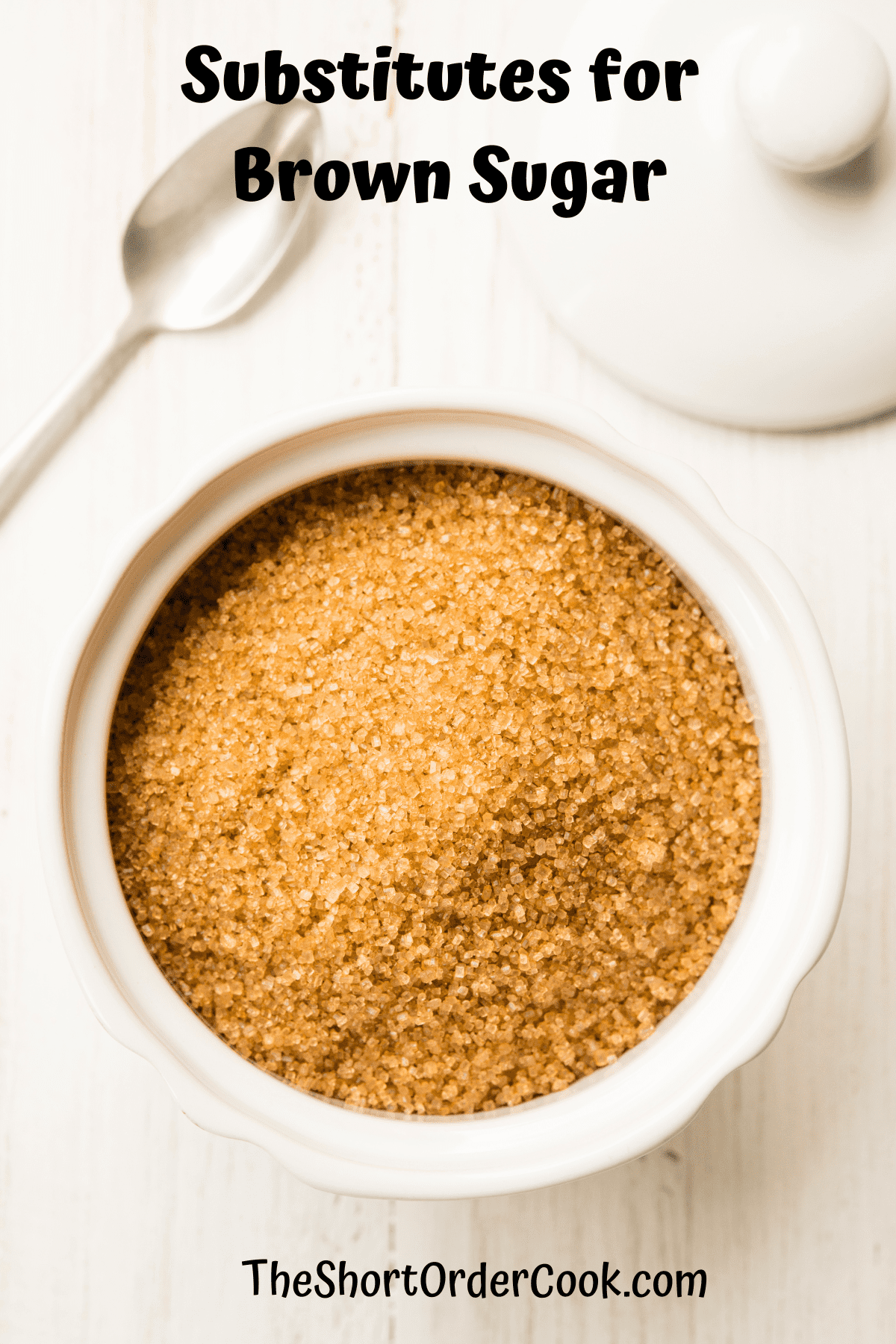 White bowl filled with a brown sugar substitute recipe.
