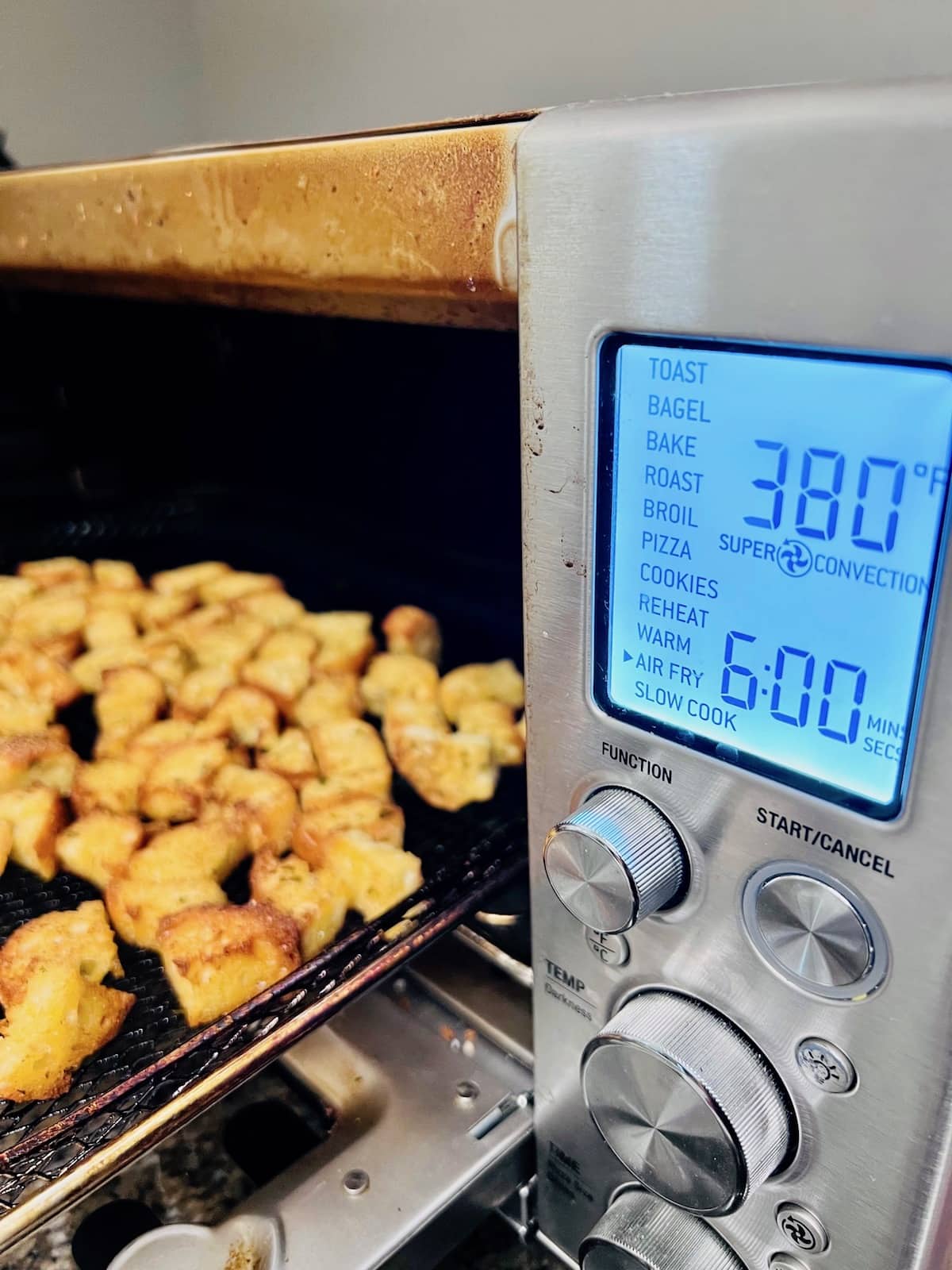 Air Fryer Homemade Croutons Temperature and time for air frying bread to make croutons.