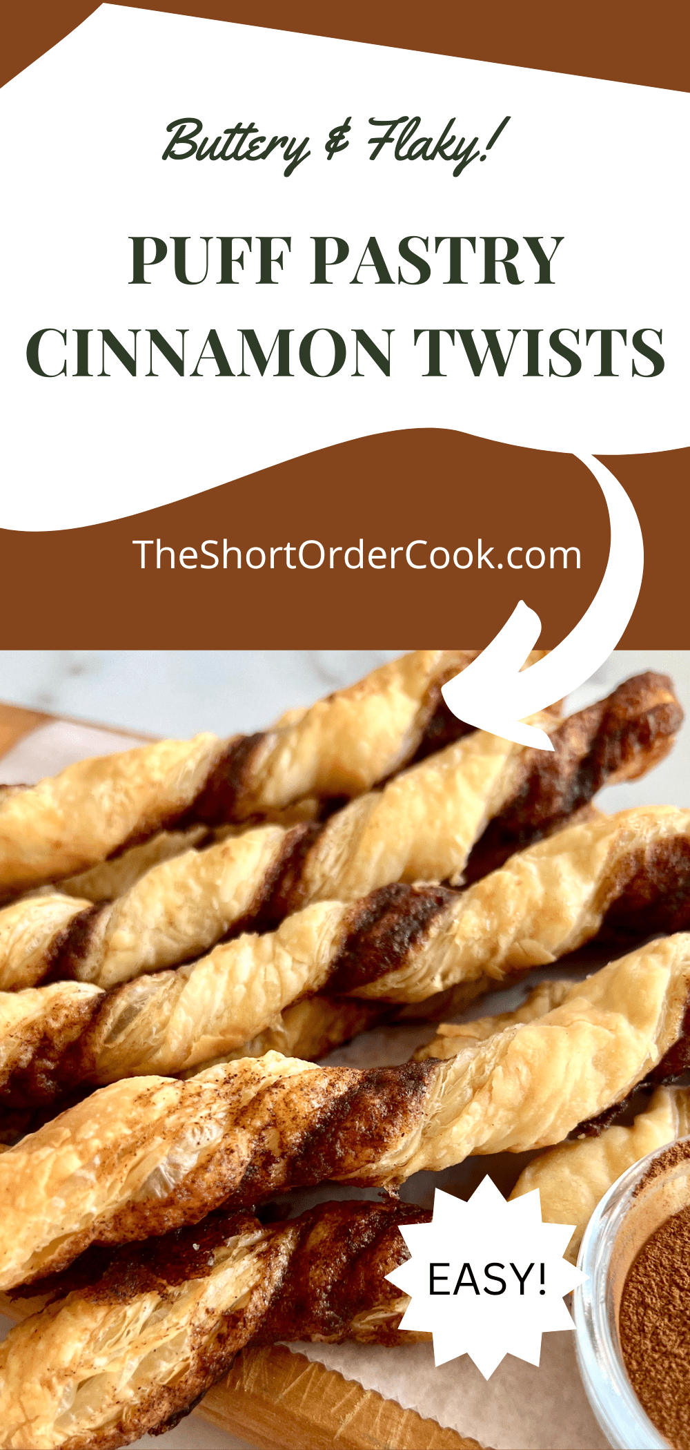 Puff Pastry twists with cinnamon and sugar inside. 