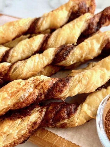 Puff Pastry Twists with Cinnamon ready to eat.