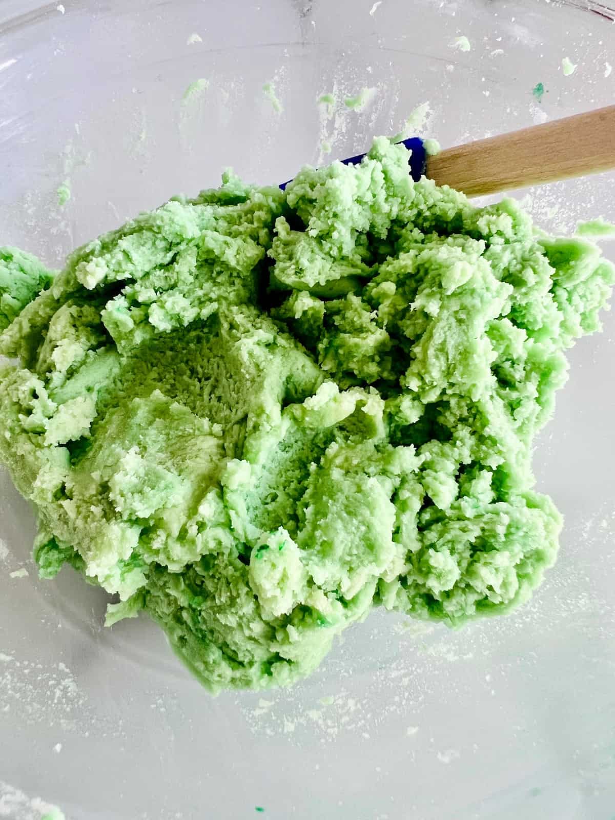 Light green colored cookie dough.