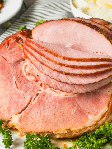 Spiral ham cooked with glaze recipe. 