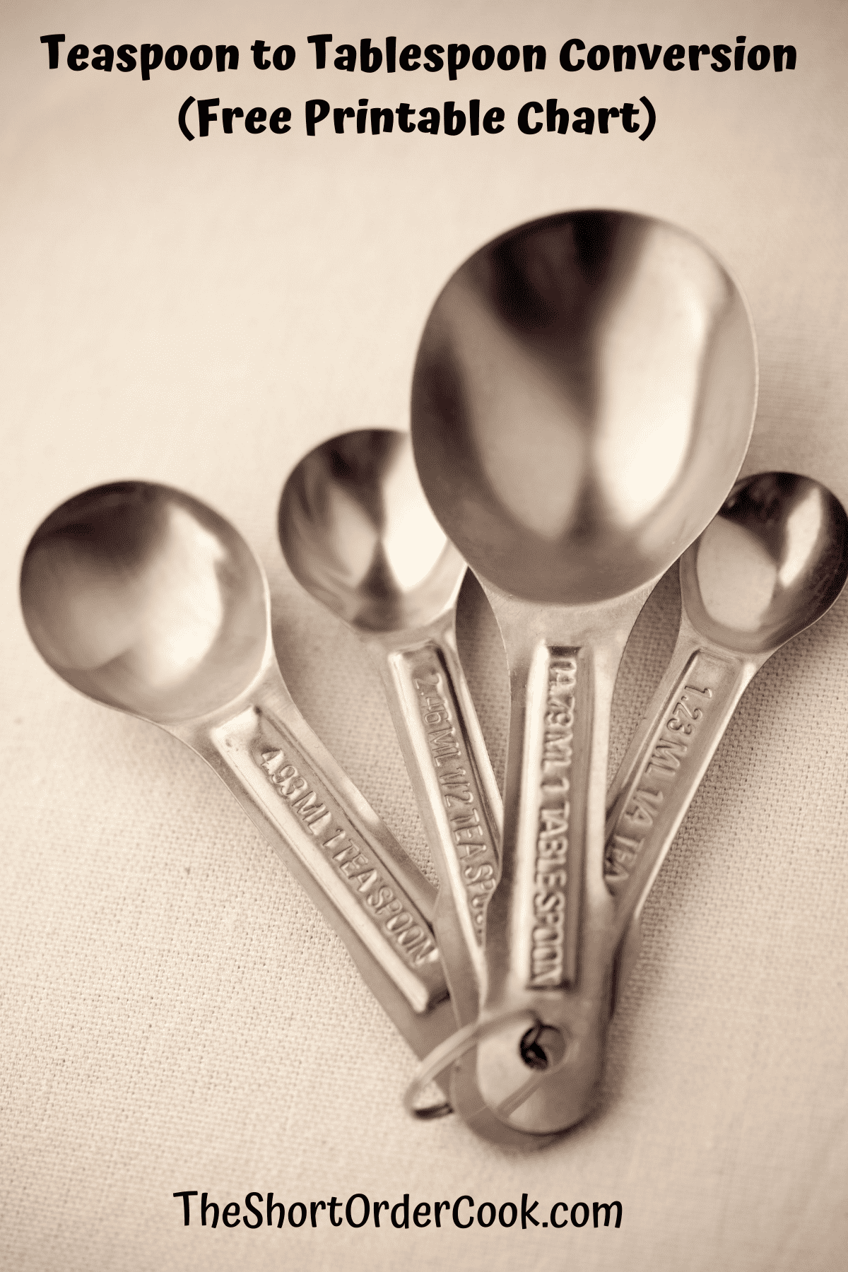 Metal measuring teaspoon and tablespoon set.