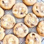 Chocolate Chip Marshmallow Cookies Featured on cooling rack.