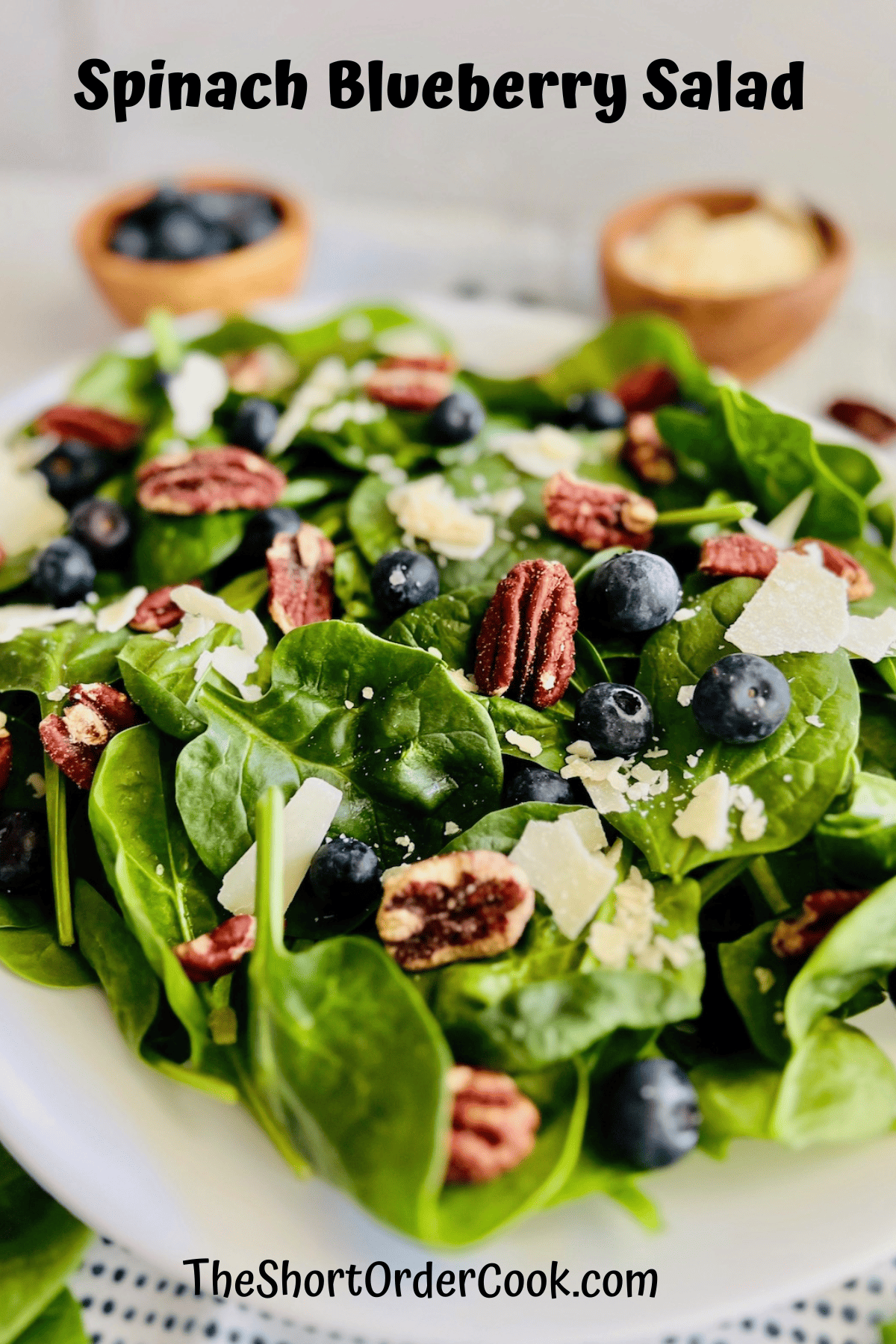 Spinach blueberry salad with olive oil & vinegar dressing.