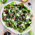 Spinach Blueberry Salad recipe on a platter.