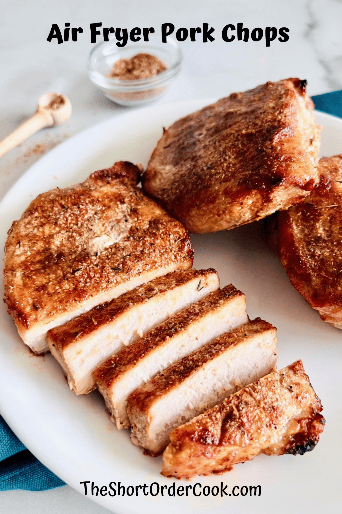 Gluten Free Air Fryer Pork Chops made without any breading