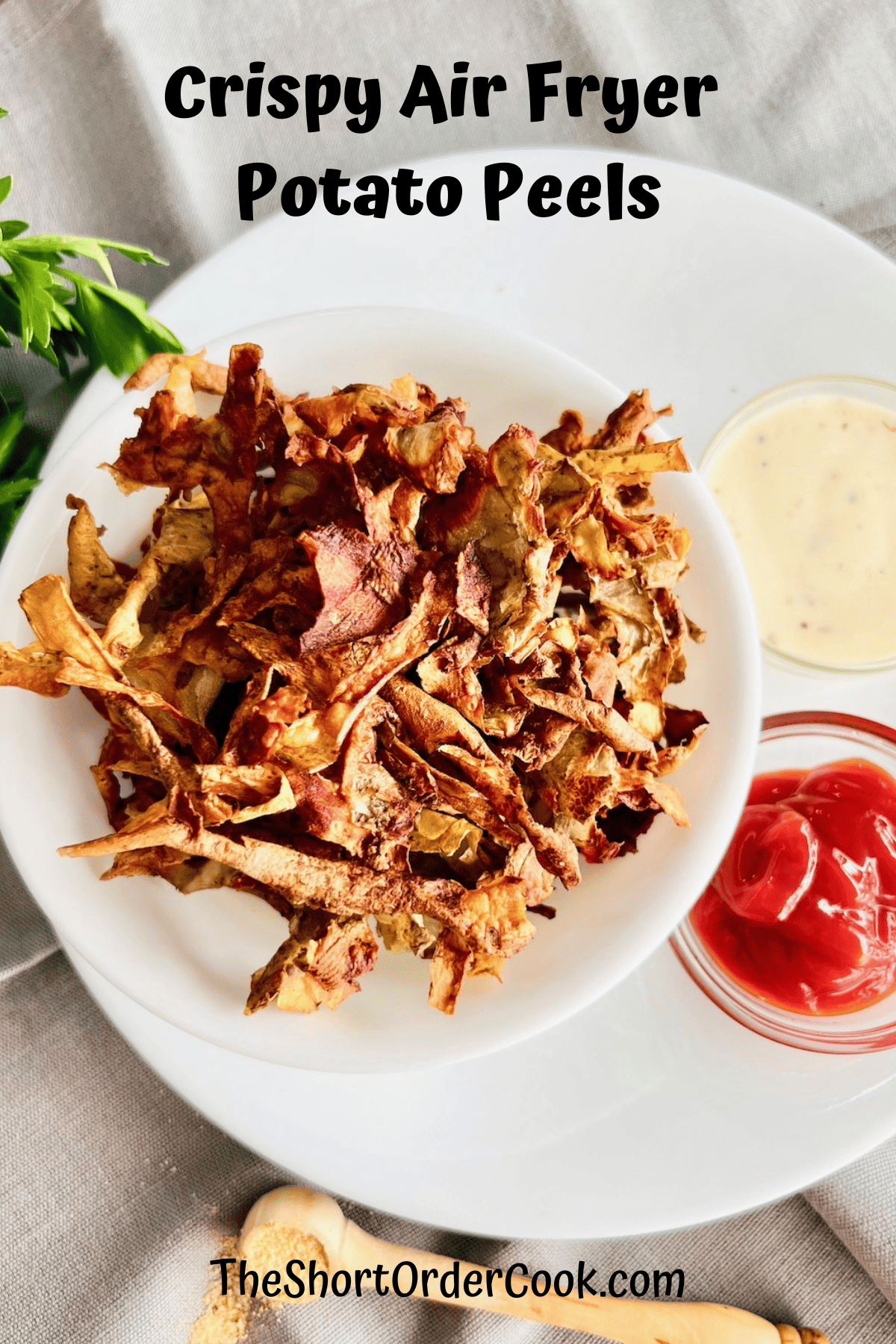 Crispy potato skin chips ready to eat in a bowl.