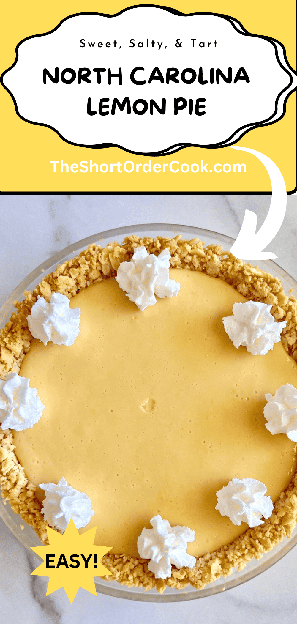 Copycat Atlantic Beach pie into a recipe for a lemon pie popular in north carolina with saltine crust & curd filling topped with whipped cream.