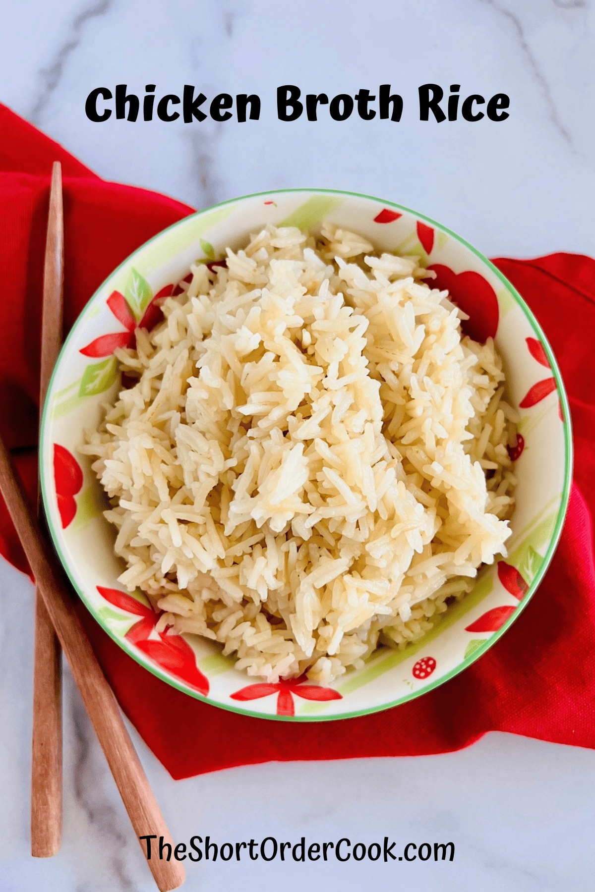 A serving bowl filled with Chicken Broth Rice.