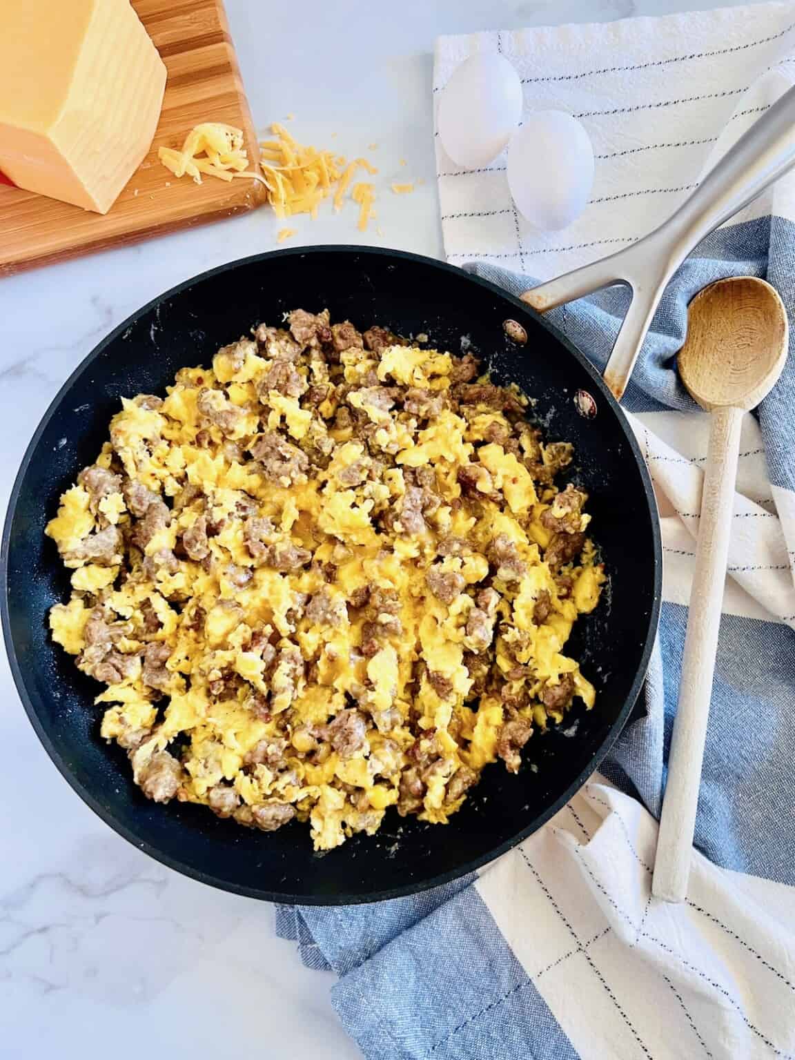 Breakfast Sausage, Egg, & Cheese Scramble - The Short Order Cook