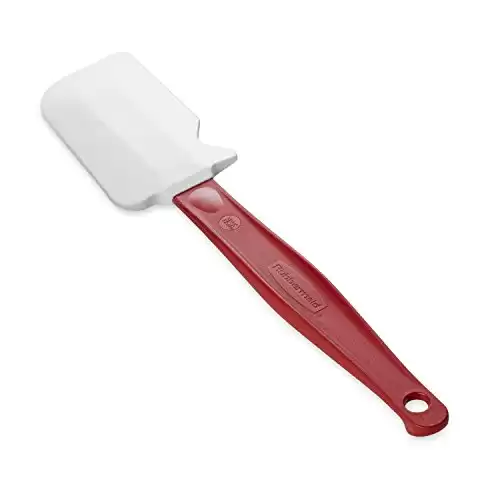 Rubbermaid Commercial Products High Heat Resistant Silicone Heavy Duty Spatula/Food Scraper, 9.5-Inch, 500 Degrees F, Red Handle, for Baking/Cooking/Mixing, Commercial Dishwasher Safe