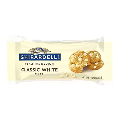 Ghirardelli Chocolate Classic White Premium Baking Chips, Baking Chips for Holiday Cookies, 11 Oz Bag