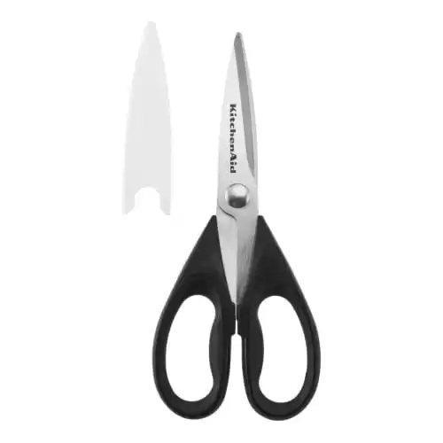 Copco KitchenAid All Purpose Kitchen Shears with Protective Sheath for Everyday use, Dishwasher Safe Stainless Steel Scissors with Comfort Grip, 8.72-Inch, Black