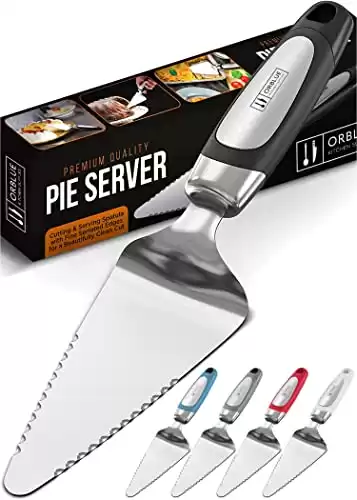 Orblue Pie Server, Essential Kitchen Tool, Serrated on Both Sides, Great for Right or Left Handed Chef, Stainless Steel Flatware, Cake Cutter