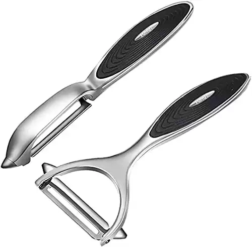 FUHUY Vegetable, Apple Peelers for kitchen, Fruit, Carrot, Veggie, Potatoes Peeler, Y-Shaped and I-Shaped Stainless Steel Peelers, with Ergonomic Non-Slip Handle & Sharp Blade, Good Durable (2PCS)
