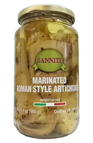 Sanniti Italian Marinated Roman Style Artichokes With Stem, 19.4 Ounce Jar