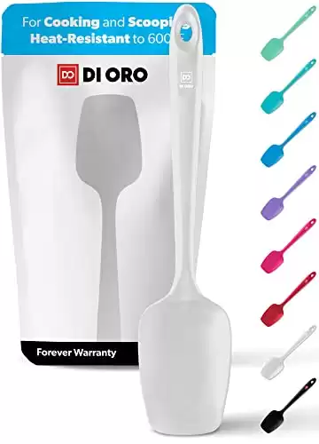 DI ORO Silicone Spoon Spatula - 600°F Heat-Resistant Large Silicone Spoonula Scraper - BPA Free Nonstick Cookware Safe Rubber Kitchen Utensil for Baking, Cooking, & Mixing - Dishwasher Safe (Ston...