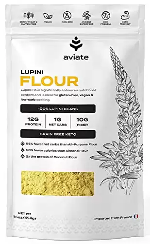 Aviate Lupini FLOUR - Keto & Vegan Friendly Superfood - Non-GMO - Gluten Free - Lupin Flour Keto - High Protein, Low Calorie & Low Carb - Rich in Dietary Fiber and Minerals - 100% Lupin Beans ...