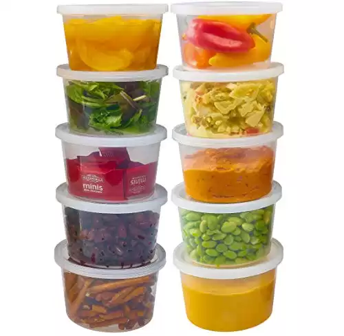 DuraHome - Deli Containers with Lids Leakproof - 40 Pack BPA-Free Plastic Microwaveable Clear Food Storage Container Premium Heavy-Duty Quality, Freezer & Dishwasher Safe (16 oz.)