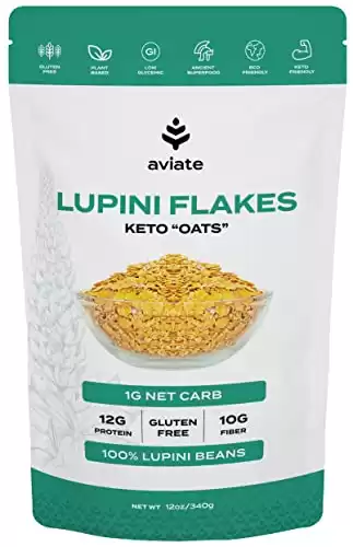Aviate Lupini FLAKES - Keto "Oats" & Vegan Friendly Superfood - Non-GMO, Gluten Free - High Protein - Low Calorie & Low Carb - Rich in Dietary Fiber and Minerals - 100% Lupin Beans -...
