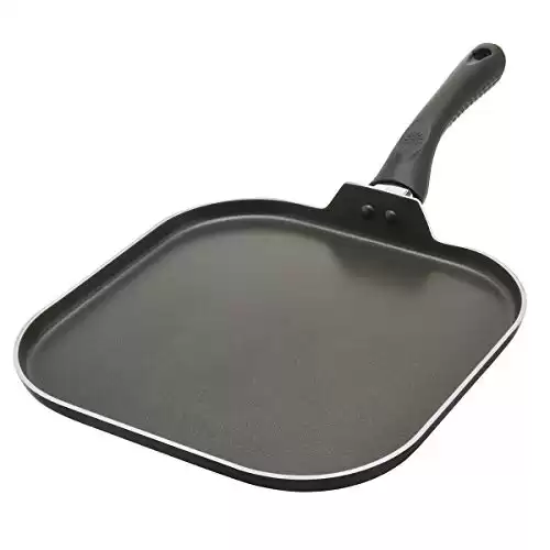 Ecolution Easy to Clean, Comfortable Handle, Even Heating, Dishwasher Safe Pots and Pans, 11-Inch Griddle, Black