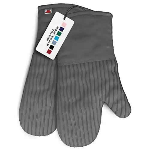 Big Red House Heat-Resistant Oven Mitts - Set of 2 Silicone Kitchen Oven Mitt Gloves, Grey