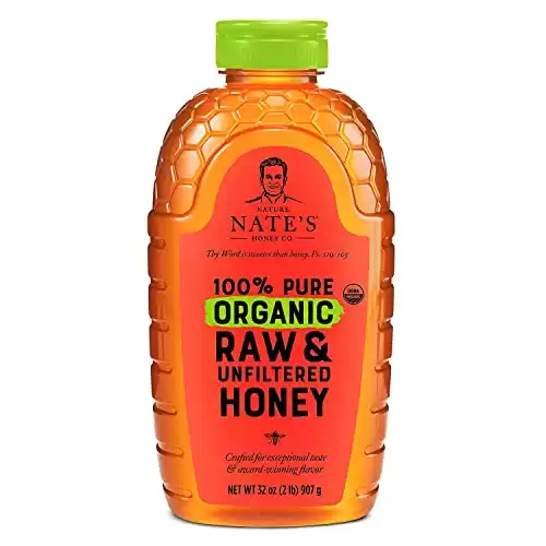 Nate's Organic 100% Pure, Raw & Unfiltered Honey - USDA Certified Organic - 32oz. Squeeze Bottle