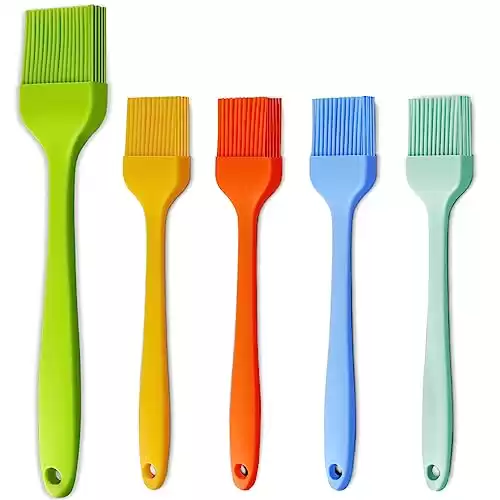 Silicone Basting Pastry Brush - Cooking Brush for Oil Sauce Butter Marinades, Food Brushes for BBQ Grill Kitchen Baking, Baster Brushes Baste Pastries Cakes Meat Desserts, Food Grade, Dishwasher Safe