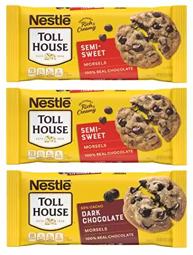 Nestlé Toll House Chocolate Chips, Pack of 3 – Includes Two, 12 oz. Bags of Semi-Sweet Chocolate Chips and One, 10 oz. Bag of Dark Chocolate Chips