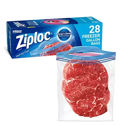 Ziploc Gallon Food Storage Freezer Bags, New Stay Open Design with Stand-Up Bottom, Easy to Fill, 28 Count