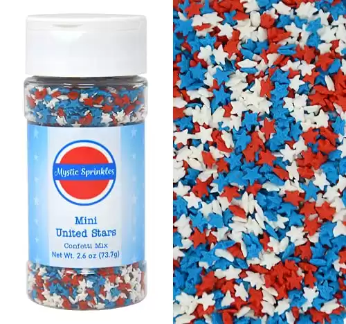 Mystic Sprinkles Fourth of July Sprinkles Mixes (Mini United Stars Confetti Mix 2.6oz)