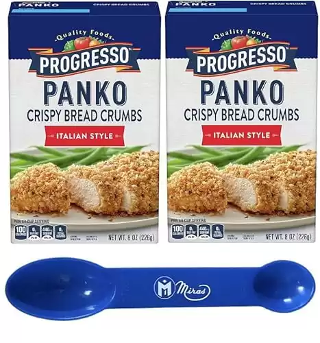 (Pack of 2) Progresso Panko Crispy Bread Crumbs Italian Style 8 oz (Miras Trademark 2-in-1 Measuring Spoon Included!)