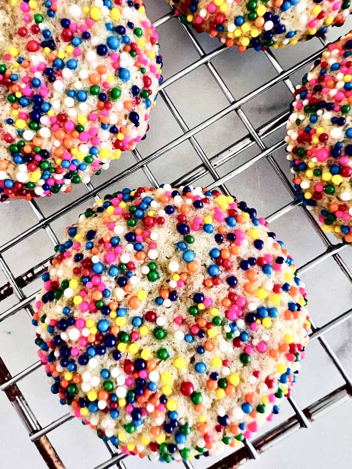 Sprinkle Sugar Cookies  cooling on a wire rack.